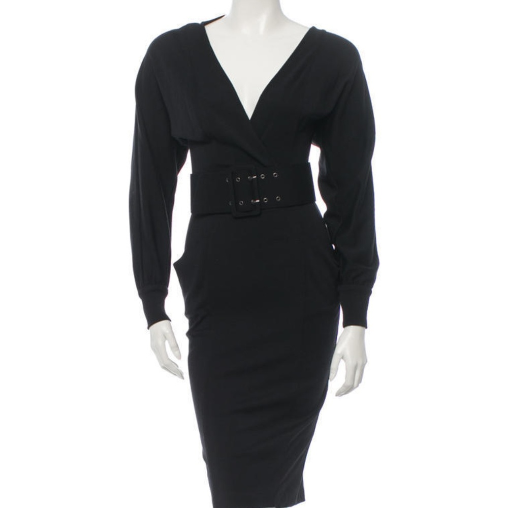 DIANE VON FURSTENBERG DVF BLACK BELTED WOOL